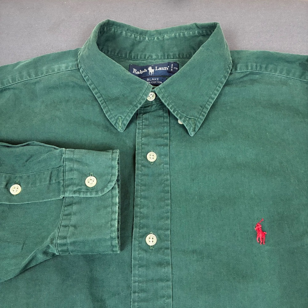 Ralph Lauren Blake Long Sleeve Button Down Shirt Men's Size XL Green OVERSIZED - Picture 1 of 7